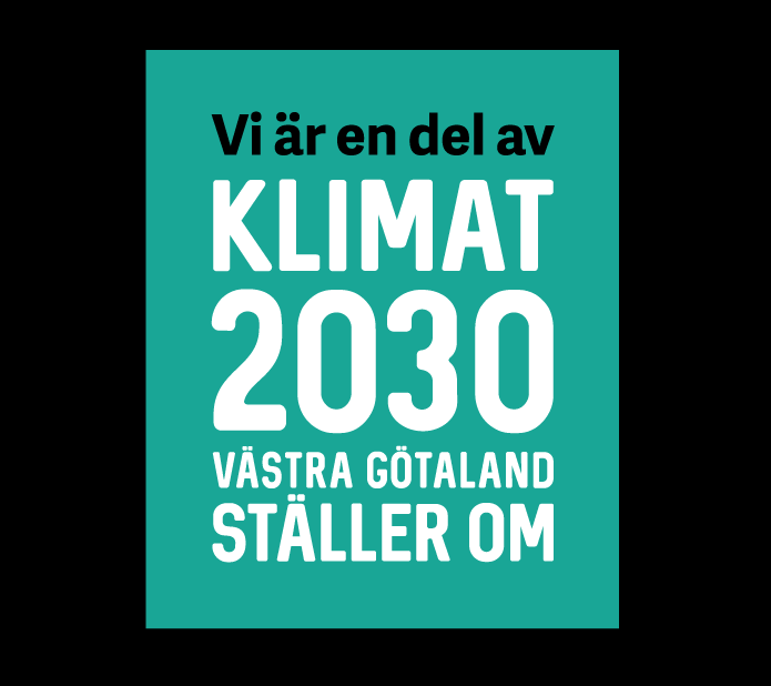 Text: Vi är en del av Klimat 2030 Västra Götaland ställer om.