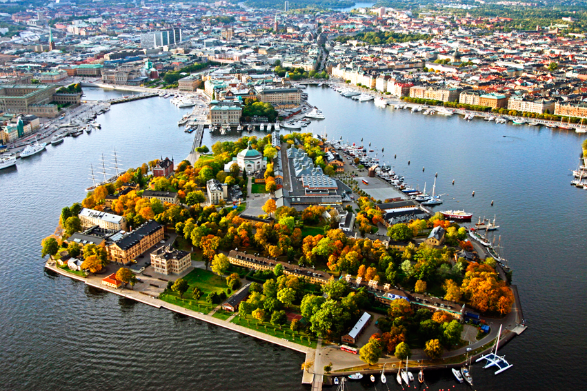 Skeppsholmen i Stockholm. Bild tagen av drönare.